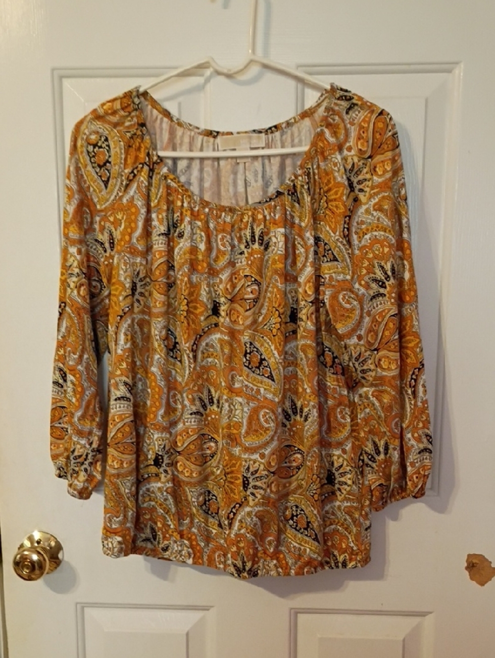 Michael Kors Yellow Paisley Peasant Blouse